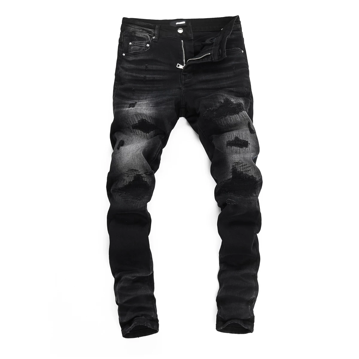 AMR jeans MX1 American slim fit pants street high street repair program, hole tight men's denim pants