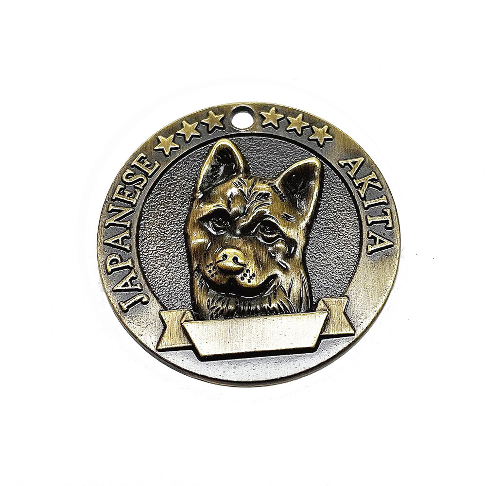 Hot Selling Ancient Bronze Dog Tag Pet Collar Pendant Big Dog Head Pendant Laser Engraving Anti-Lost Tag Jewelry