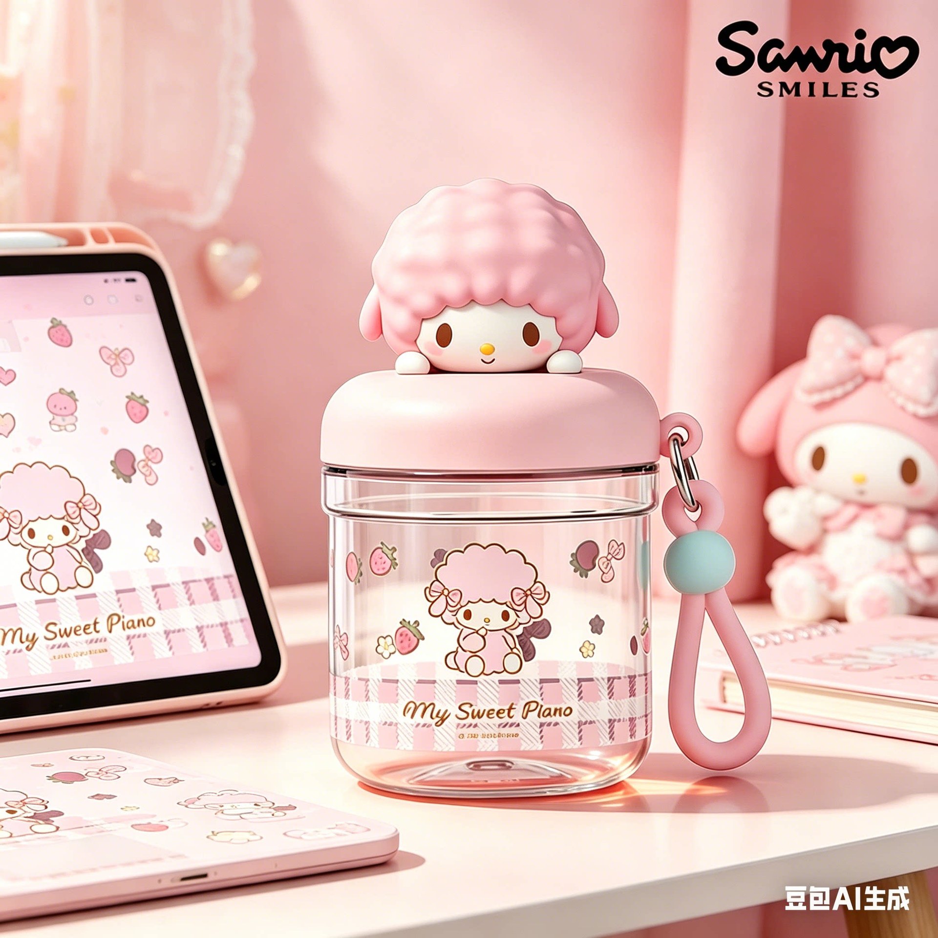 Sanrio Officially Authorized My Melody Transparent Water Cup, Portable Travel Cup, Cute Cartoon Hand-Held Cup, Mini Cute