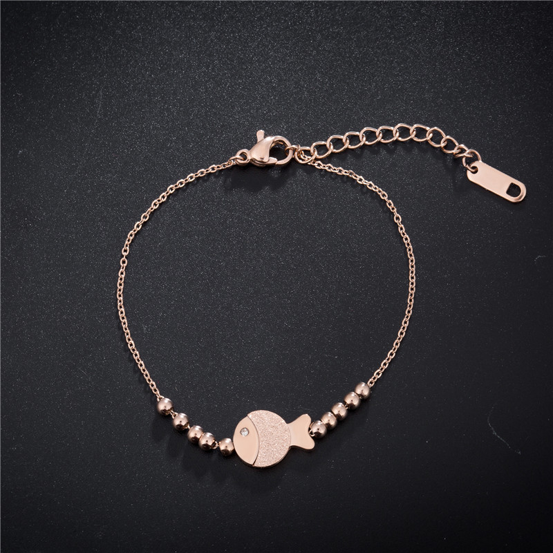 Korean fashion cute single-layer clown fish bracelet anklets women titanium steel rose gold bracelet jewelry wholesale