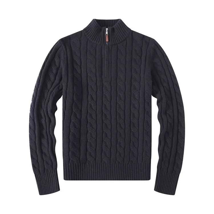 New Sweaters Men's Half High Collar Knits Autumn Small Standard Fried Dough Twists Sweaters Large Cardigan Long Sleeve Backing Shirt