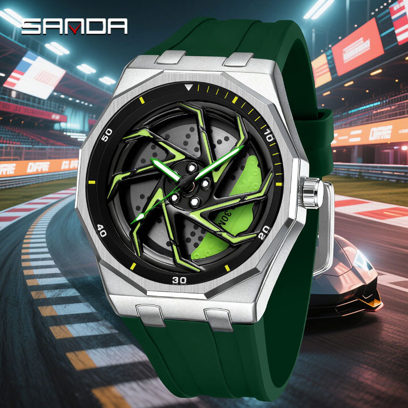 Sanda Casual Watch with Luminous Waterproof Rotating Wheel, Hollow Quartz Watch, Cool Watch for Teenagers, Wholesale for Foreign Trade