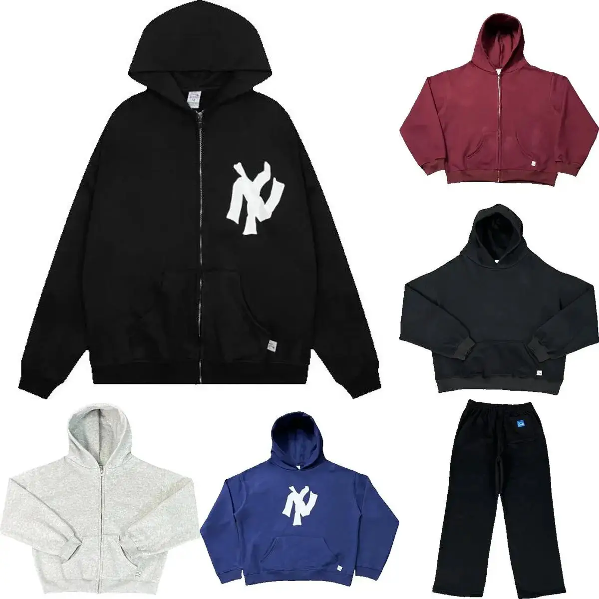 High-Quality Rap Minimalist Zip-Up Hoodie Set - Contact via WhatsApp: 13028537996 for Size Guide