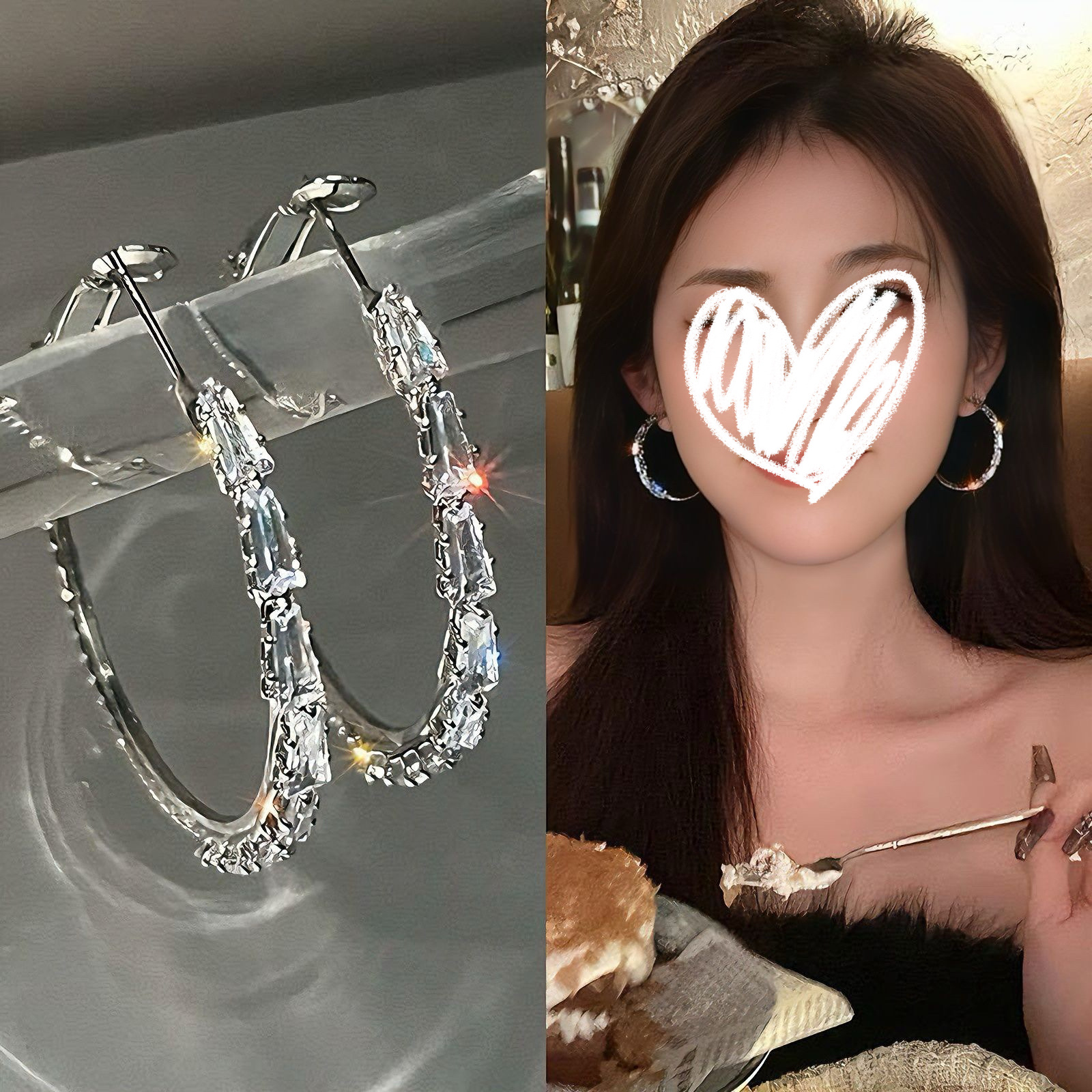 Millennium Spice Girls' Hoop Earrings Women's European and American Exaggerated Diamond Circle High-grade Temperament Big Ear Ring Earrings Stud Earrings