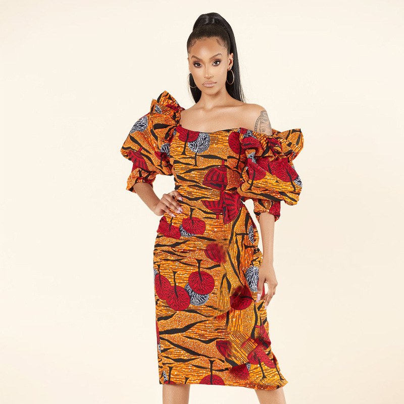 YS229 Spring Dress Off-shoulder Small Hip Fashion Dress European and American Retro Summer Women's Dress with Waist