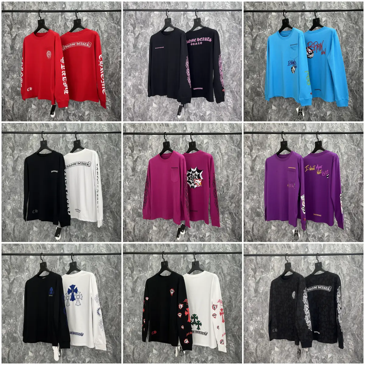 Trendy Chrome Hearts Sanskrit Cross Horseshoe Pure Cotton Unisex Long Sleeve Sweatshirt T-Shirt Collection