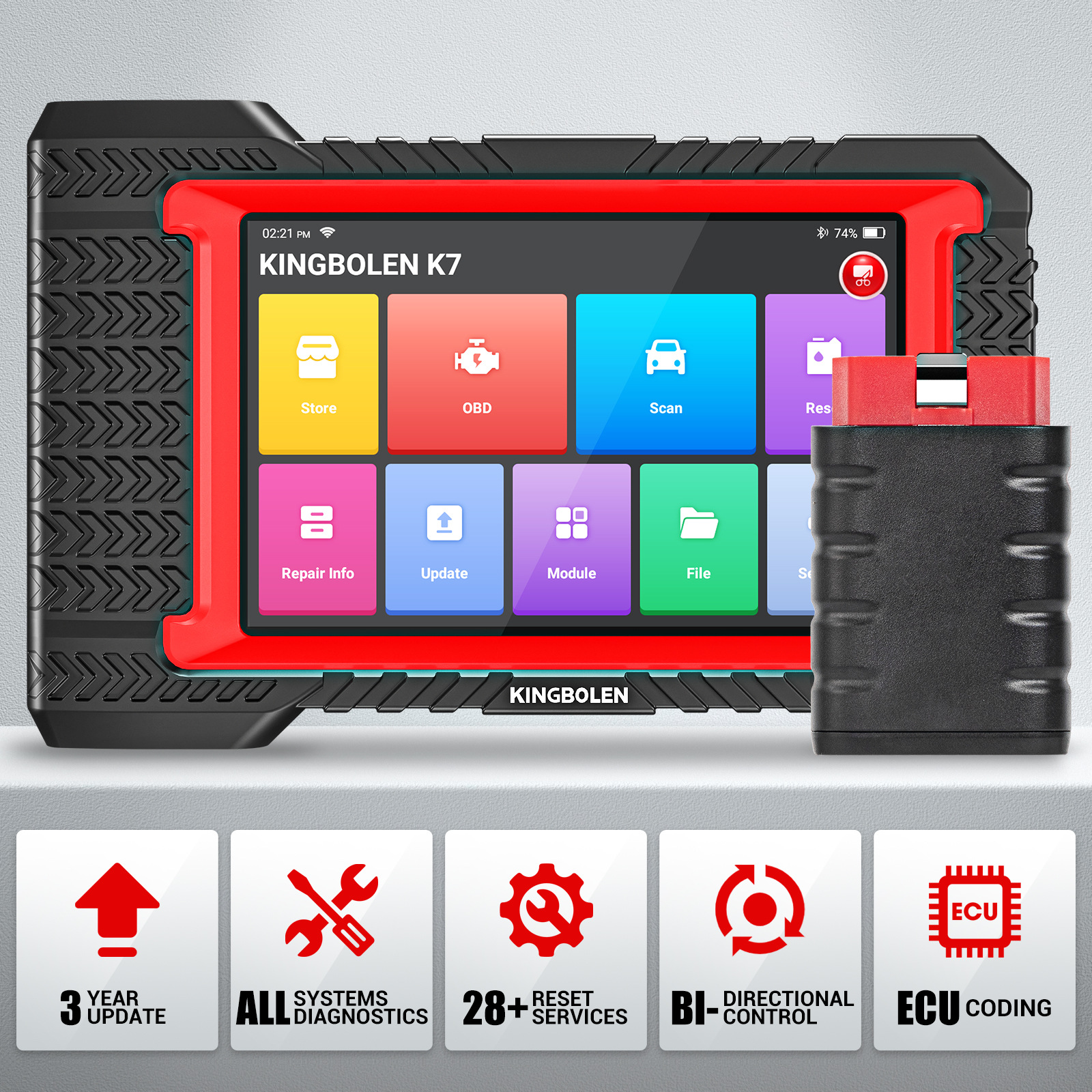 Kingbolen K7 7Inch Automotive Fault Diagnosis Device Overseas Configuration Multi-Language Free Update Fotografie QC de pe 1688 pe Qualit.ly