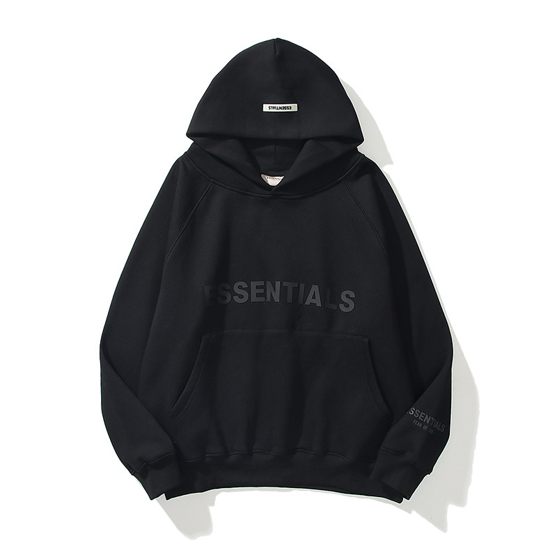Fear of God Multi-Line Essentials Letter Heat Transfer Double-Layer Hat Raglan Sleeve Style Men's and Women's Velvet Sweatshirt F