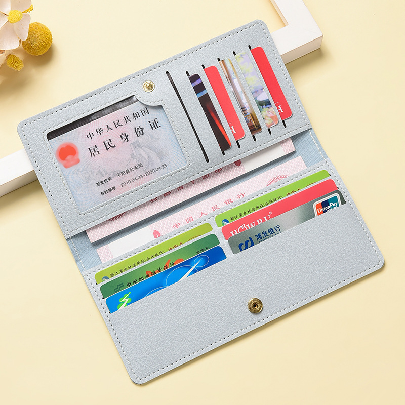 Wallet Women's Long Ultra-Thin Student Wallet Card Holder Multi-Card Slot Foldableing Large Capacity Simple Fashion Snap Wallet