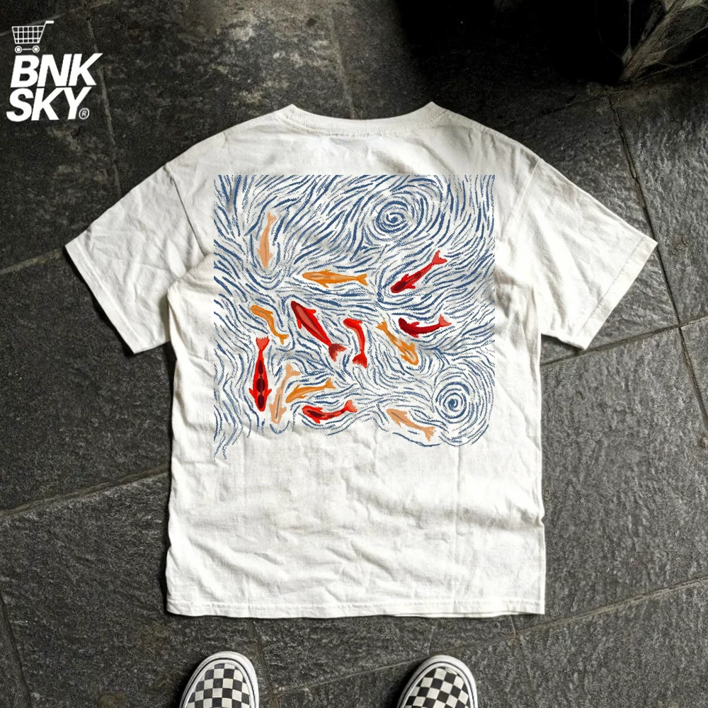 Wang Youbing Studio 220G Breathable Shoulder Edition! Abstract Art Design Short Sleeve T-shirt Couple's Wear