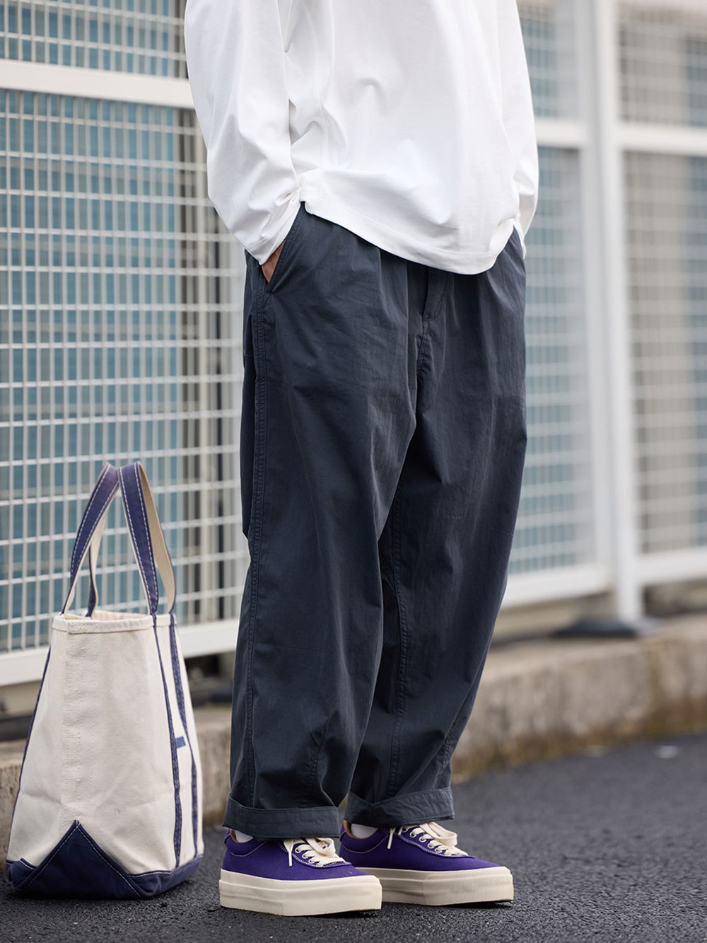 Trs Japanese Trend Workwear | 26Ss Slightly Tapered Chino Cotton-Blend Dark Plaid Washed Lightweight Pants Nine-Quarter Casual Pants