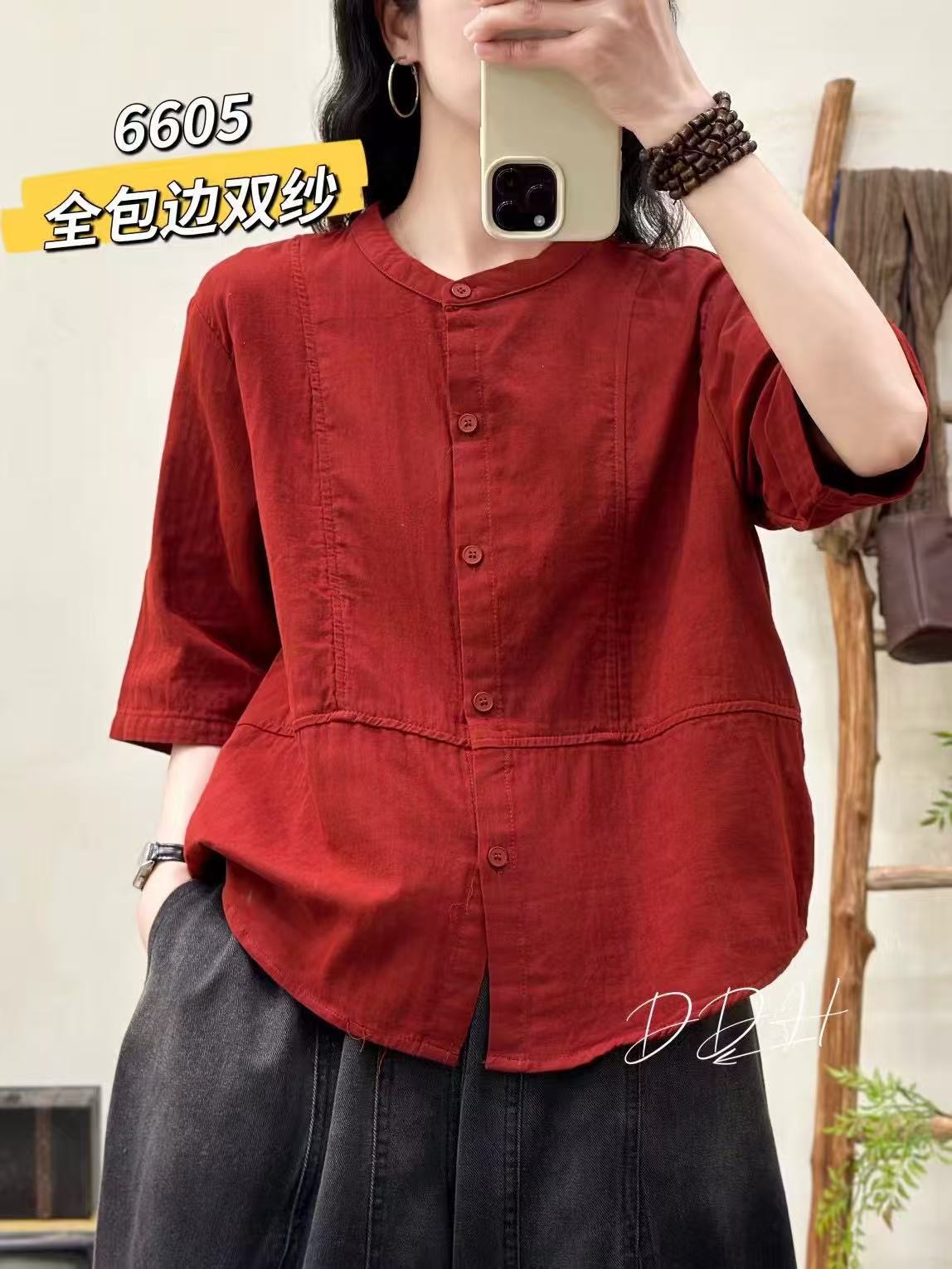 26 Summer Style Short-Sleeve Women's Double-Layer Gauze Half-Sleeve Cardigan Shirt, Skin-Friendly Soft Top, Loose Casual Short-Sleeve Shirt