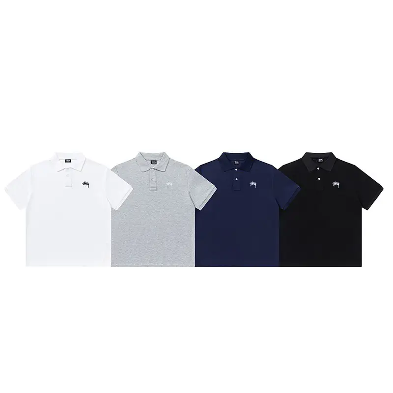 Summer St Beauty Fashion Brand Stuxi Classic Embroidered Straight Loose Polo Shirt Lapel Short-Sleeved Casual Formal T-Shirt