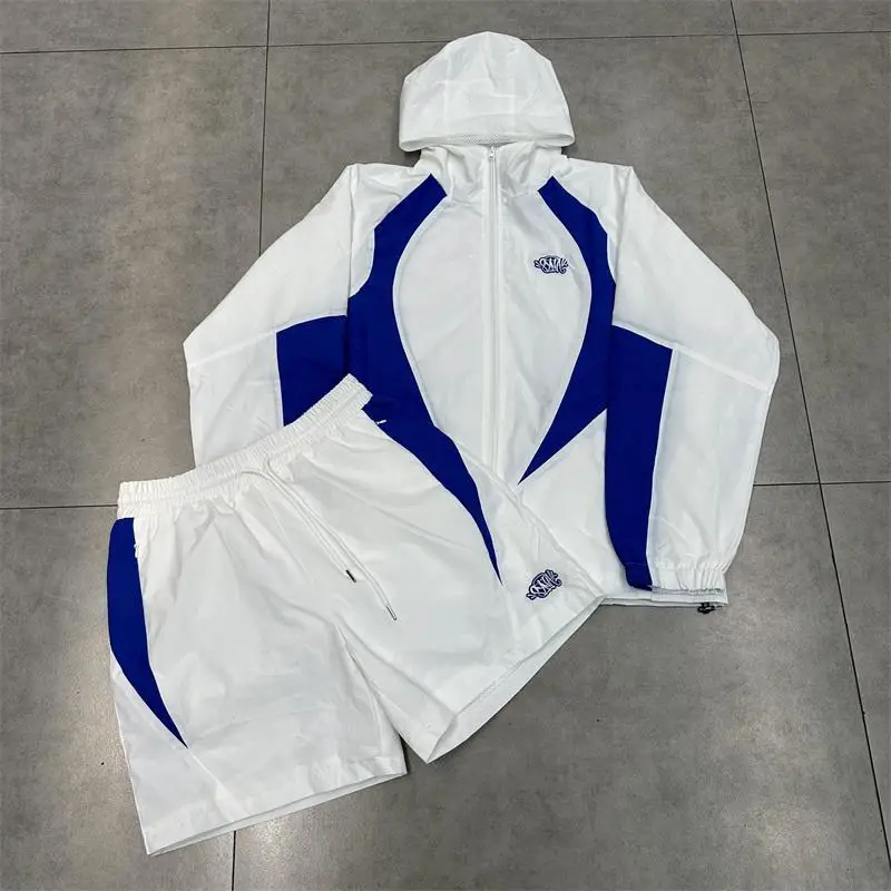 Synaworld Embroidered LOGO Woven Casual Sports suit Spring Thin Zipper Jacket Loose Shorts Trendy