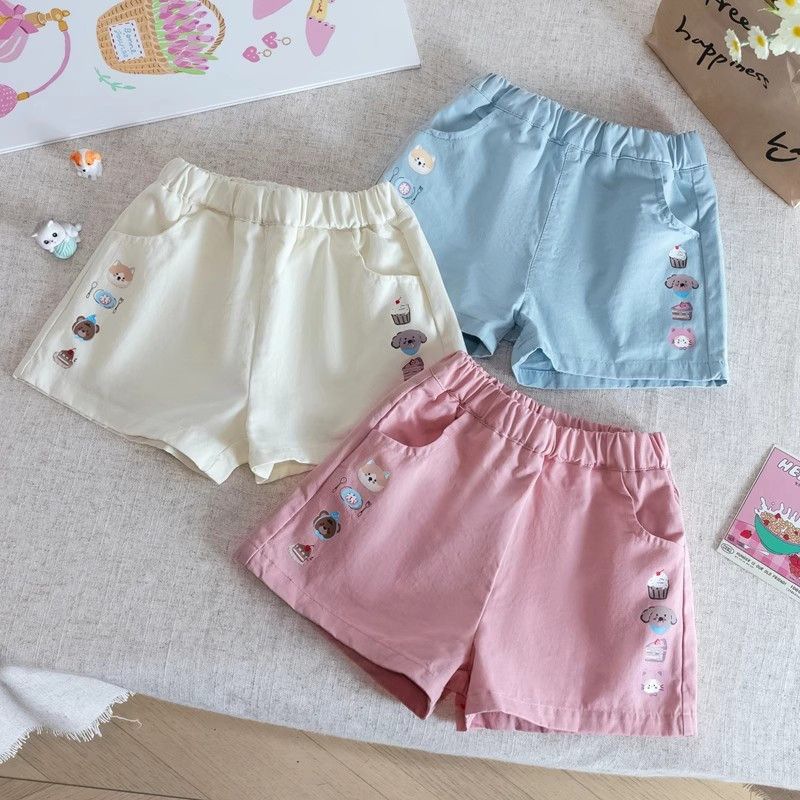 Girls' Summer Shorts Trendy Children's Fashion Korean Cartoon Print Fresh Stylish Internet Celebrity Hot Pants
