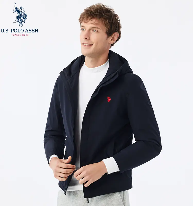 Uspoloassn Lightweight Down jacket Men Short Minimalist Lightweight White Duck down Outwear Winter Hooded Tops
