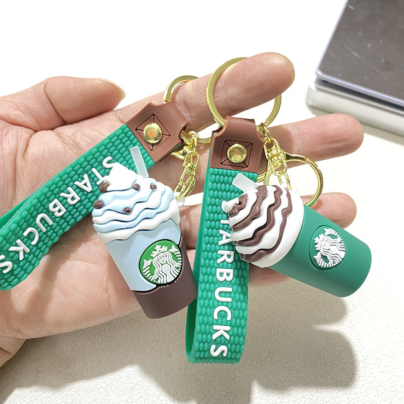 Cross-border Starbucks keychain doll car pendant doll machine small gift bag milk tea cup key chain wholesale