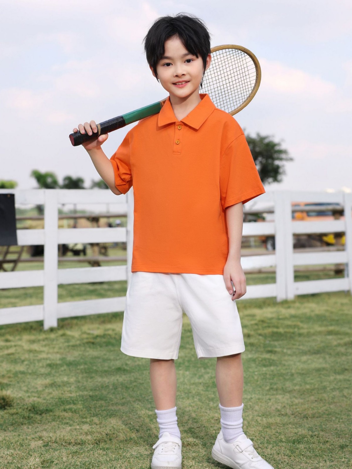 200g combed cotton short-sleeved polo shirt children's kindergarten training class lapel cotton T-shirt printed LOGO