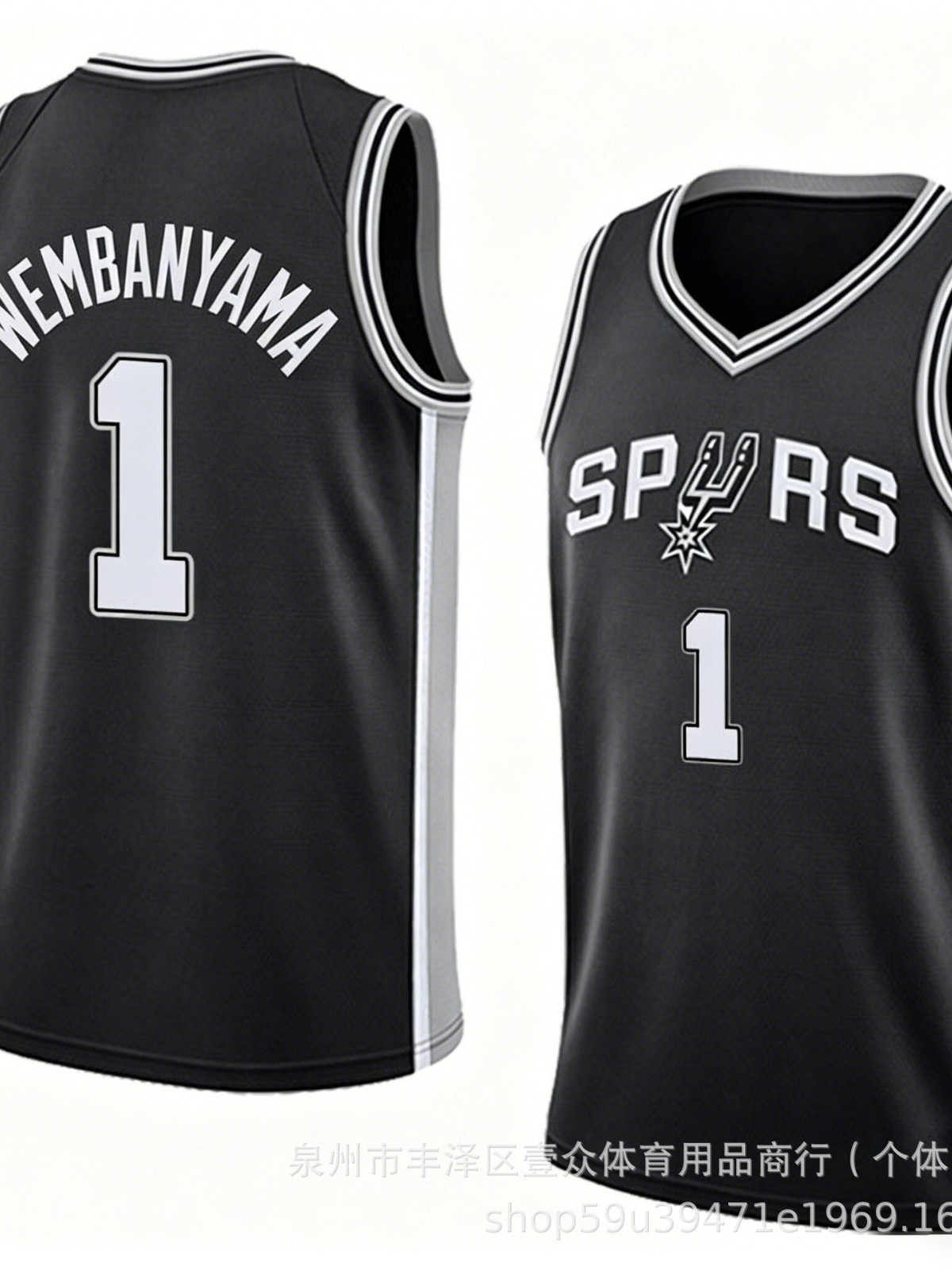 Spurs Home Black Heat-Pressed Version No. 1 Wembanyama No. 4 Fox No. 24 Vassell Sports Jersey Foto QC da 1688 su Qualit.ly