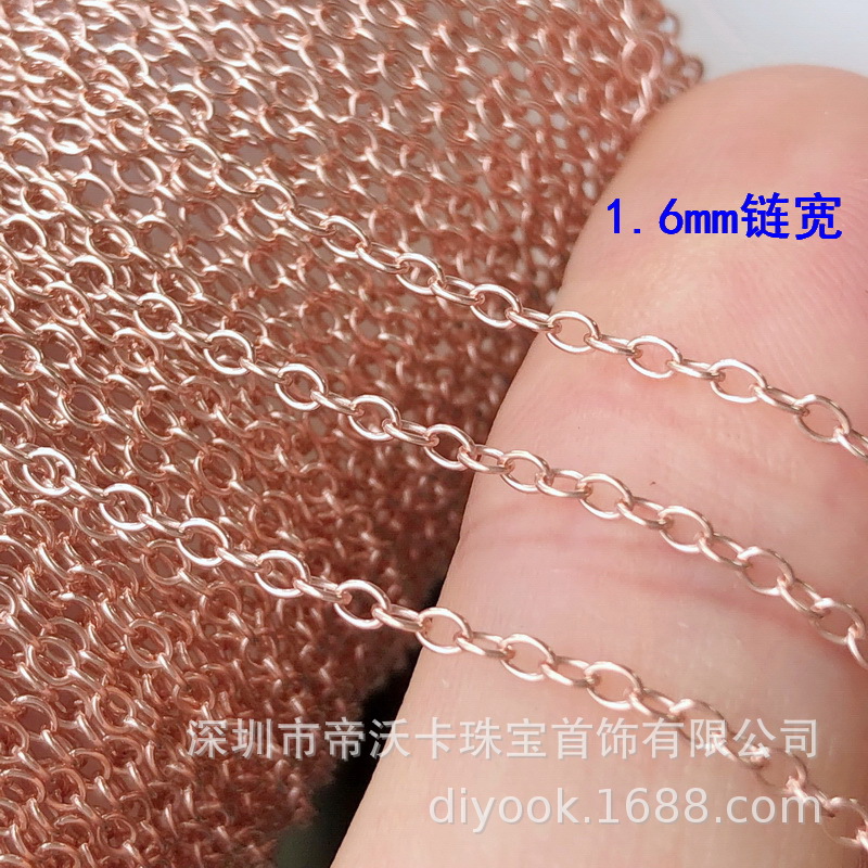 Rose Gold American 14K Gold-Filled 1.2/1.6mm Round Wire Cross Chain Fine O-Chain Gold-Injected Loose Chain DIY Accessories
