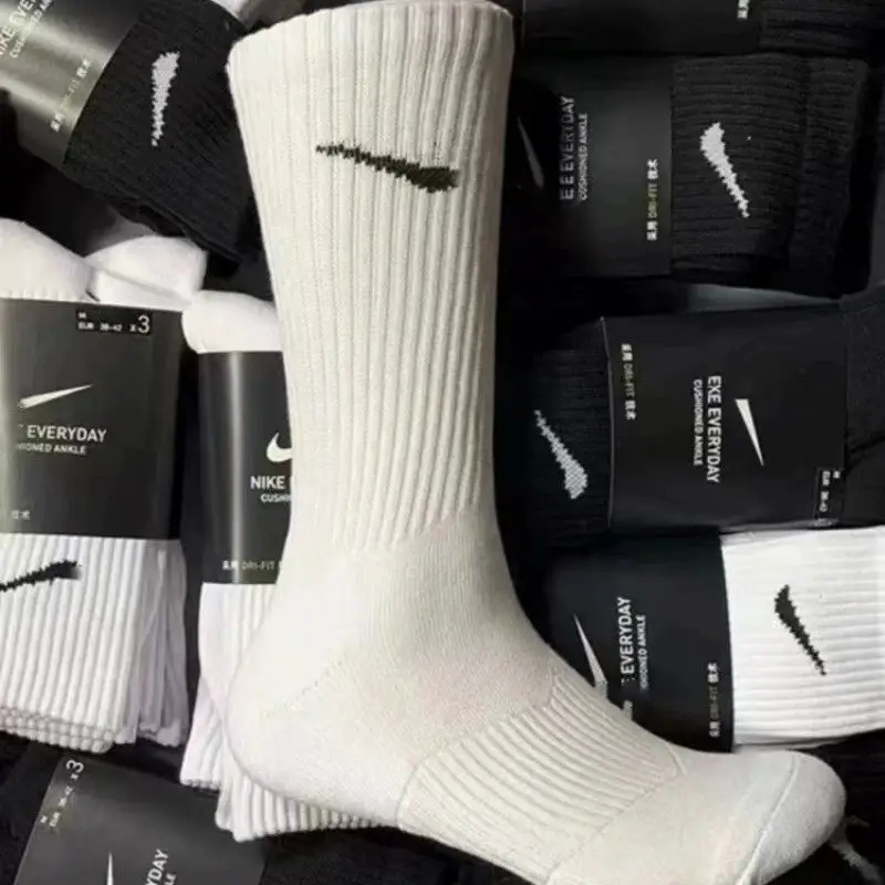 Suwan Nike Thickened Sweat-Absorbing Towel Bottom Long Tube Sports Socks for Men and Women Thin Fitness Running Basketball Socks