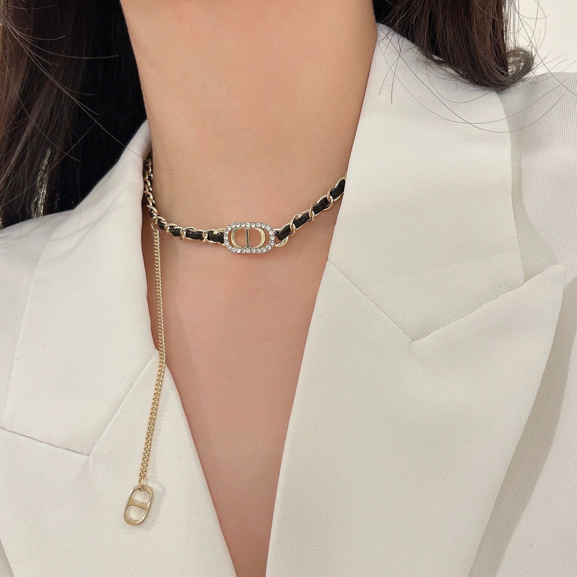 Light Luxury Handmade Woven Necklace Women's Vintage High-end Fashion Choker Collar Chain Chanel Style Neck Chain Trendy