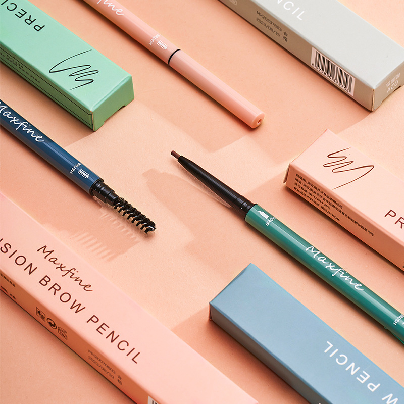 MAXFINE Morandi Double Head Thin Strip Eyebrow Pen Women's Waterproof Sweat-proof Durable Makeup-free Natural Three-dimensional genuine goods