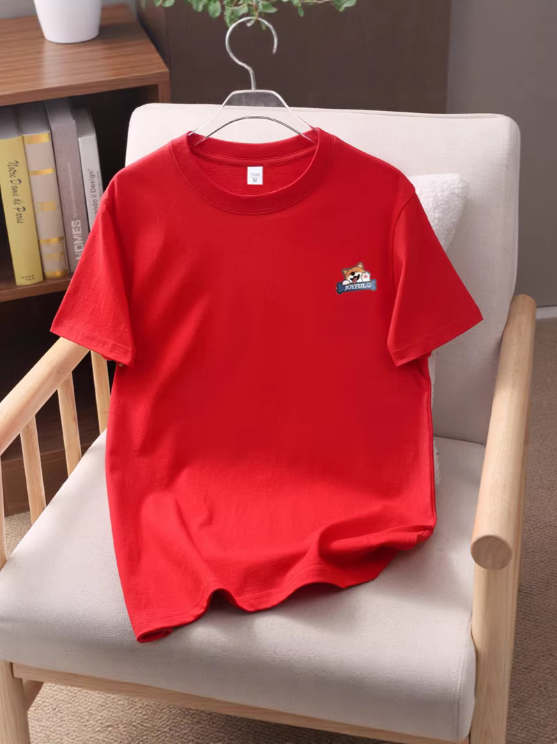 2026 Summer New Style Pure Cotton Round Neck Short-Sleeved T-Shirt for Men and Women, Loose and Fashionable Niche Ins Printed Short-Sleeved T-Shirt