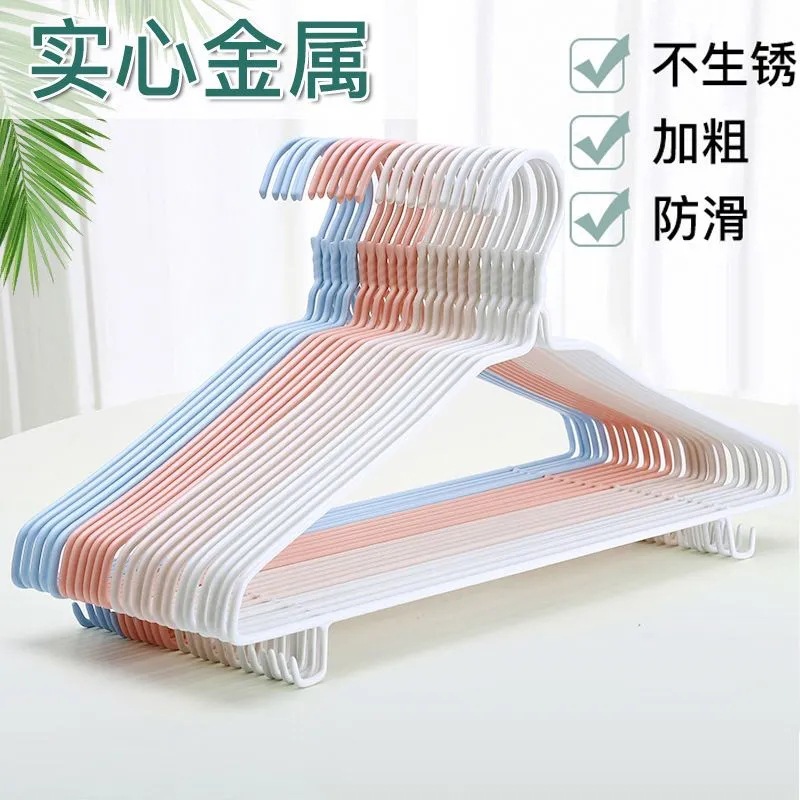 Plastic-Coated Non-Slip Clothes Hanger for Home Use, Traceless Adult Wire Hanger with Hook for Student Dormitory, Suitable for Storing Pants, Socks, and Underwear