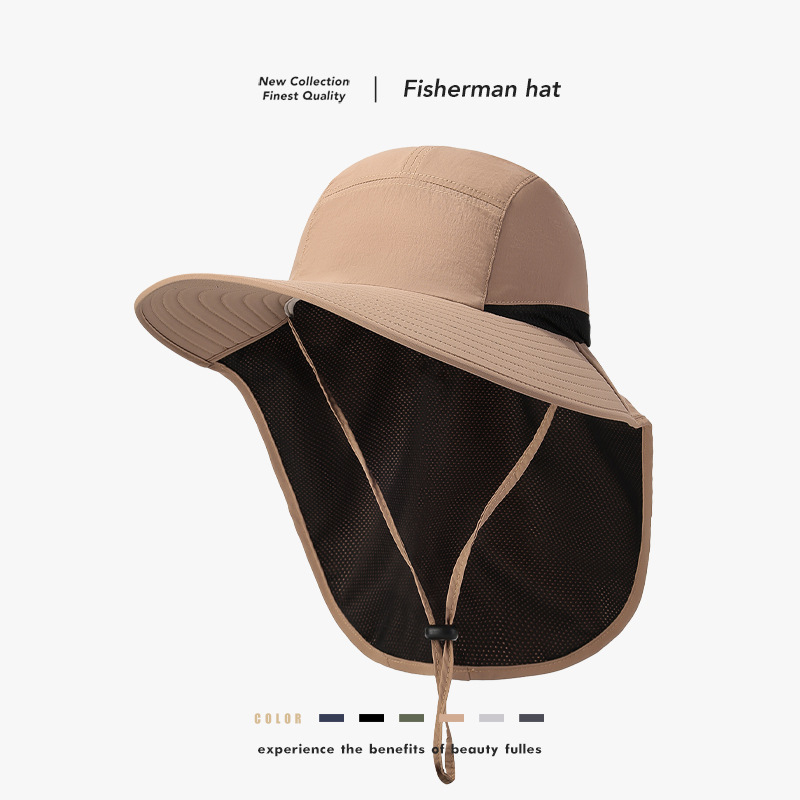 Outdoor Mountaineering and Fishing Anti-Uv Unisex Fisherman Hat Breathable Solid Color Travel Sun Protection Hat