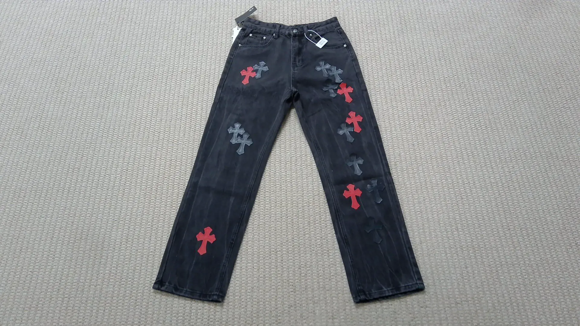 CH Chrome Hearts Cross Embroidered Washed Denim Jeans