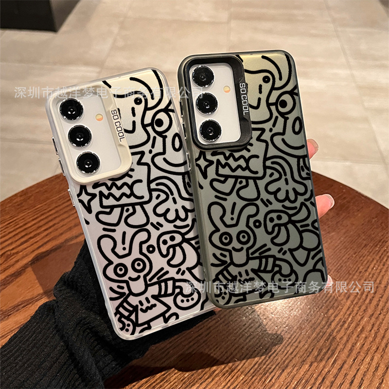 Graffiti Style Is Suitable for Samsung S25 Ultra/S24Plus Mobile Phone Case S23 Fe/S22/S21 Color Silver