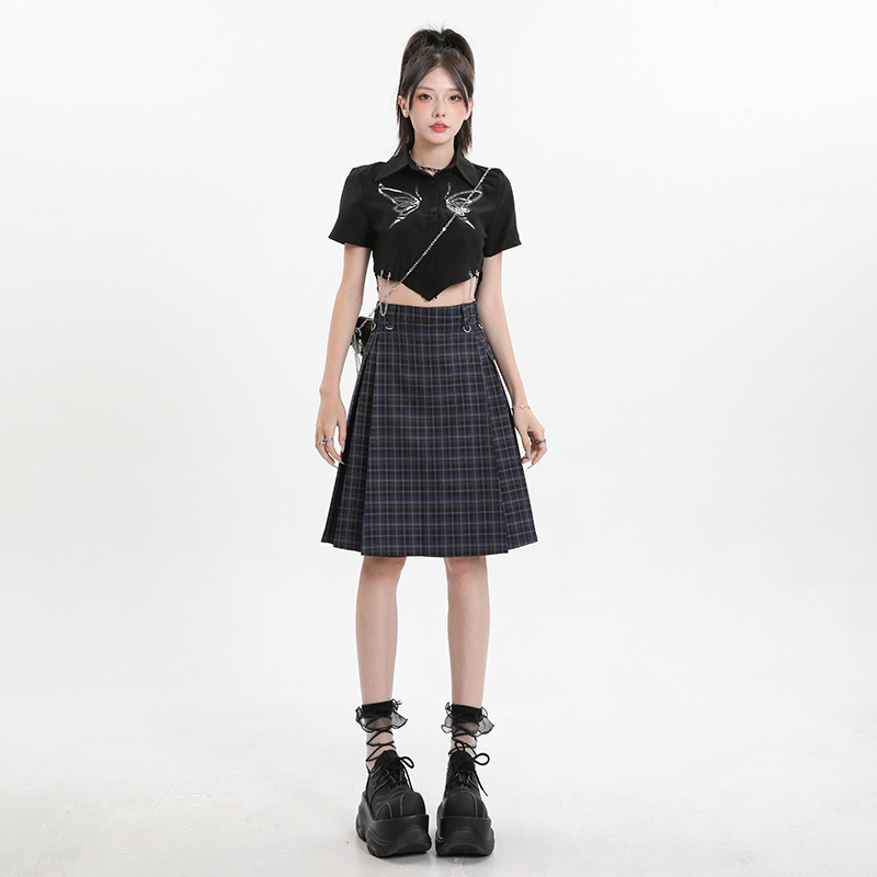 BBN College Style Vintage Plaid Skirt Women's 2025 Spring and Summer New High Waist Slimming Pleated Mid-length Skirt