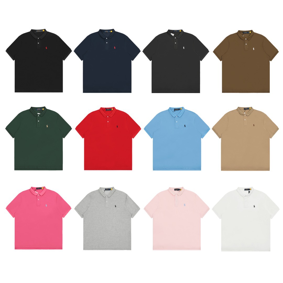 2025 High Version Ralpihlaurn Classic Basic Pony Embroidered Lapel Polo Short-Sleeved Loose T-Shirt