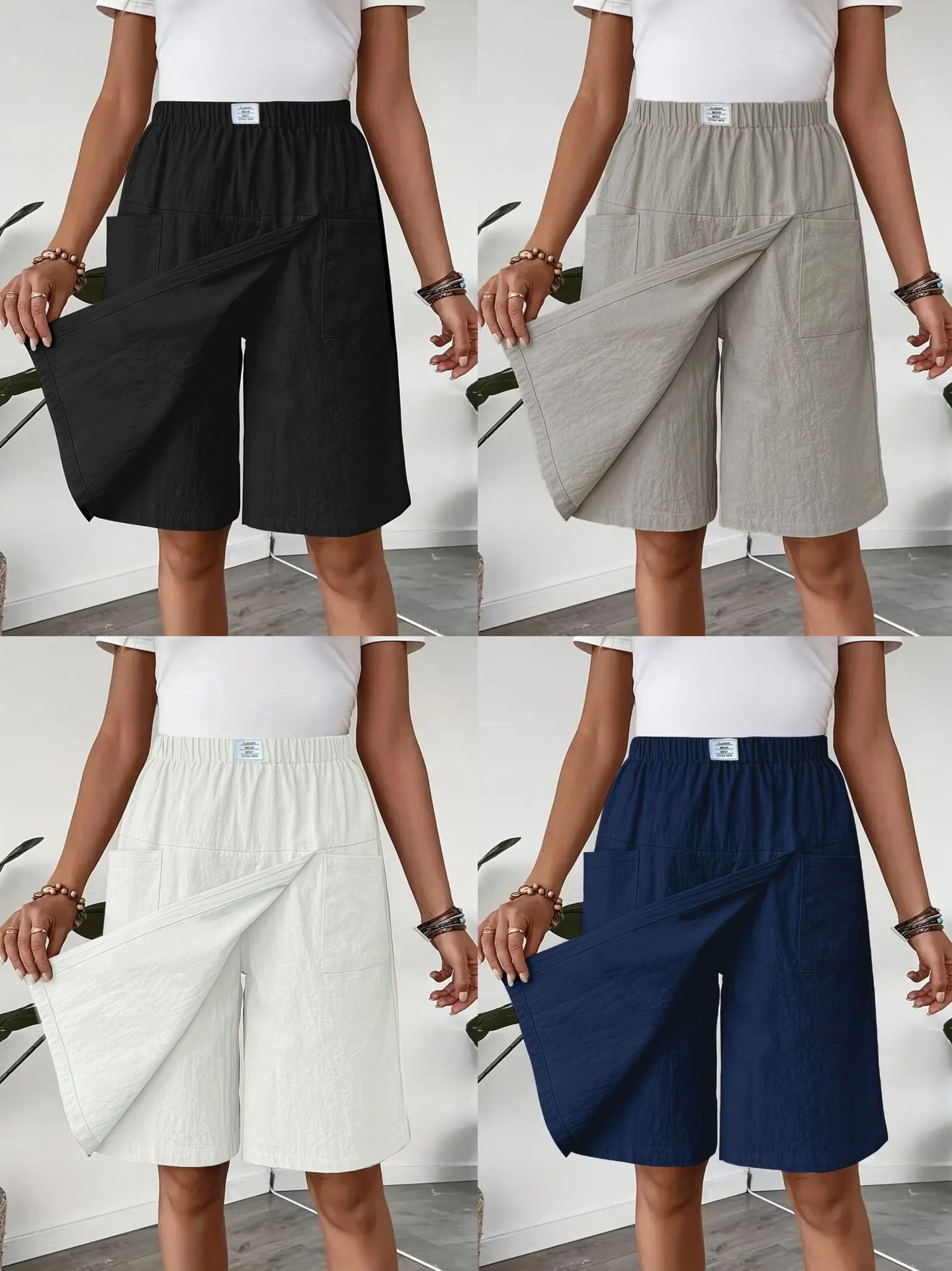European and American Cross-Border 2025 New Amazon Temuwish Casual Women's Pocket Shorts and Skirts
