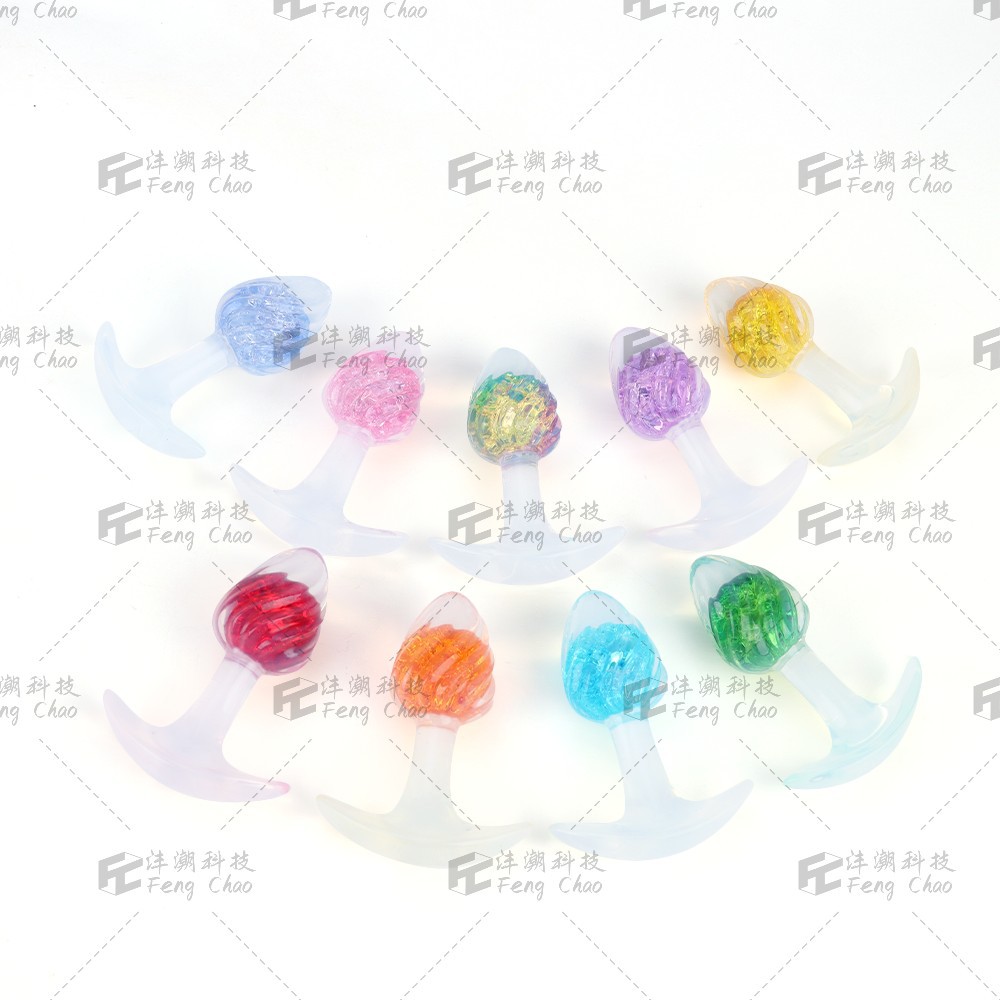 Popular Aurora Crystal Anal Plug Pink Blue Purple Mixed Color Anal Plug Sm Sexy Female Masturbator Adult Products