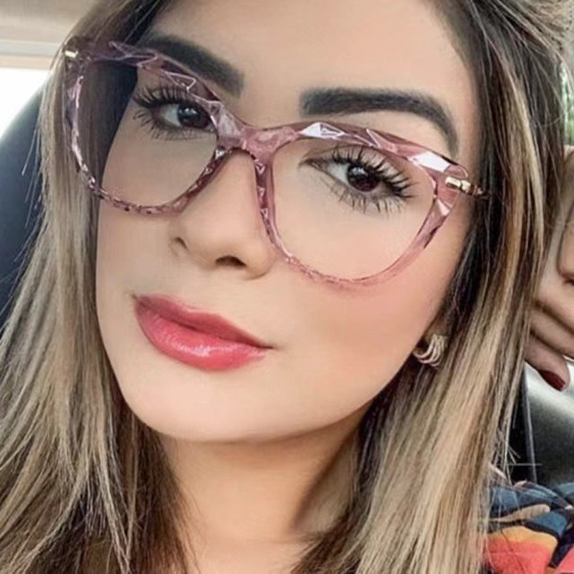 New fashion Crystal Multi-cut plain glasses cross-mirror European and American cat eye anti-blue light glasses frame trendy all-match eye