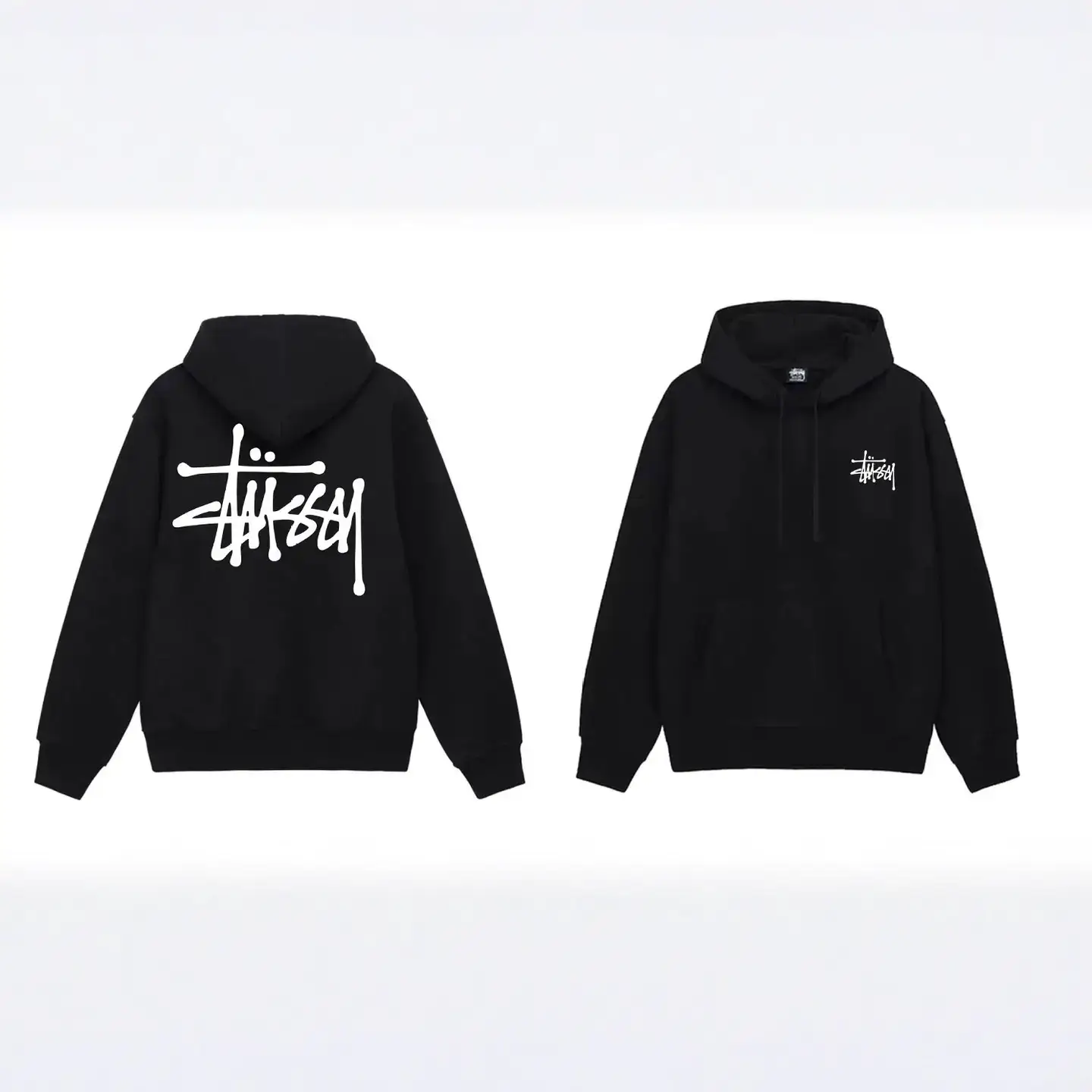 American-Style Cross-Border Basic Black Eight-Panel Hooded Sweatshirt for Men and Women, Fleece-Lined, Loose Jacket Hoodie for Spring, Autumn, and Winter