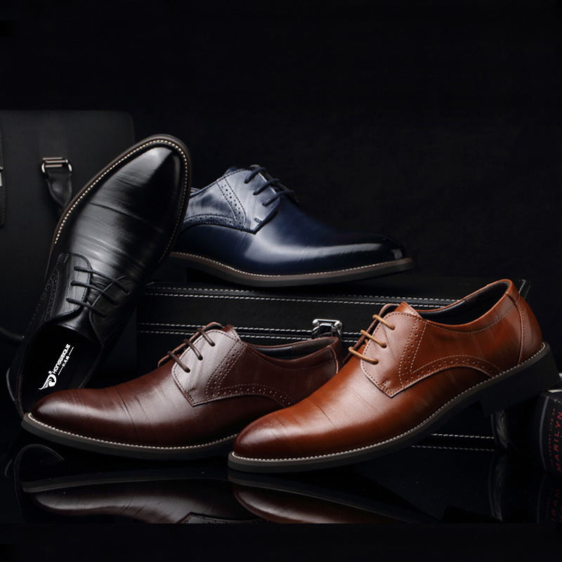 Men's cowhide leather shoes fashion shoes pointed shoes Business Men's shoes large size leather shoes 45 46 47 48 size