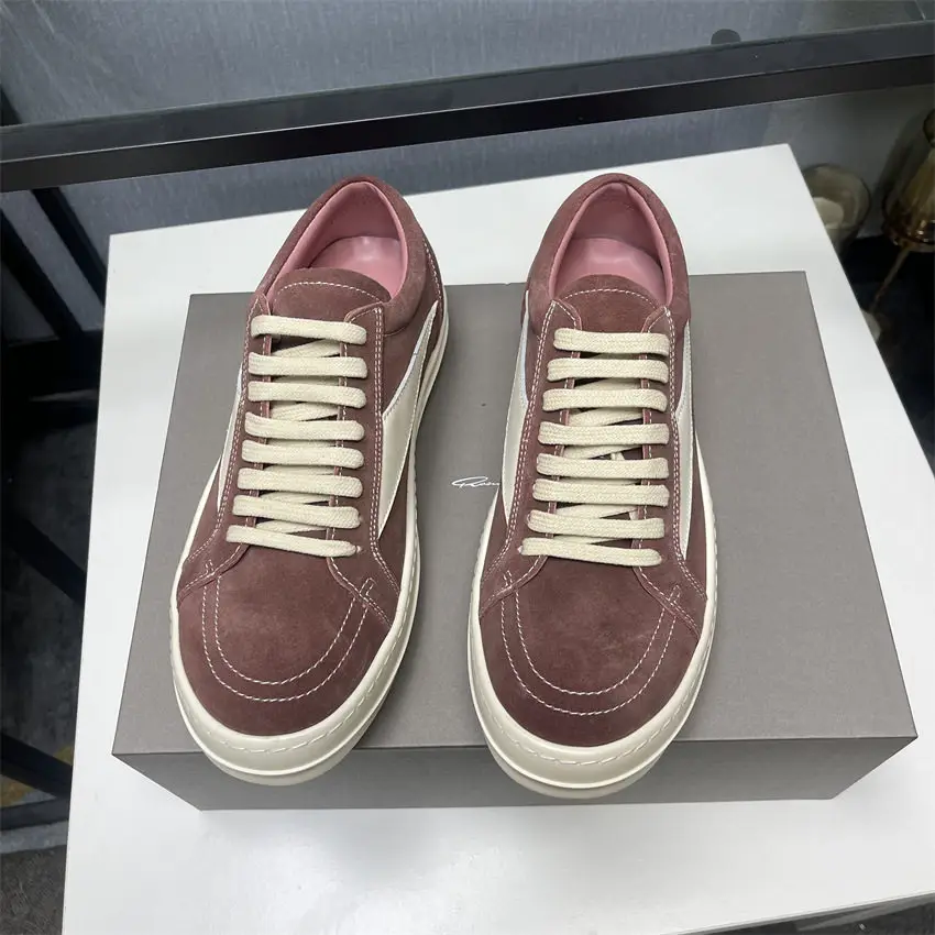 25 Infringement Model Independent Main Line Ro Men's Shoes New Pink Suede Small Inverted Triangle Low-Top Sneakers Romikon