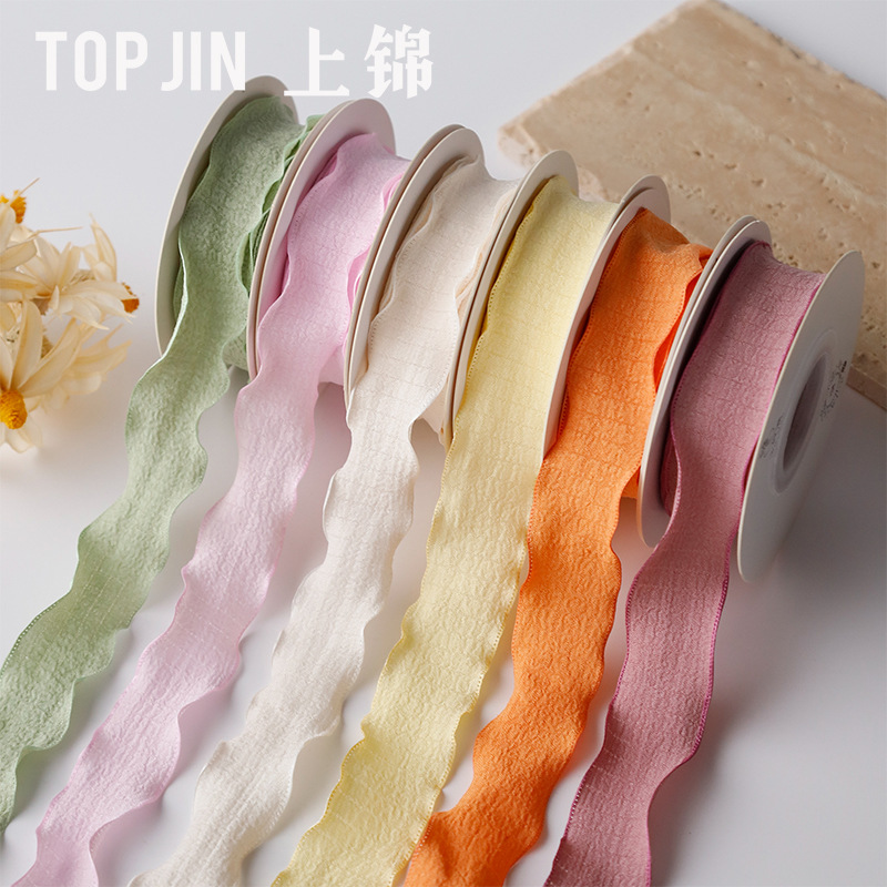 Pleated Ribbon Ear Gauze Flowers Flower bouquet Ribbon floral ribbon strap net red bow packaging material