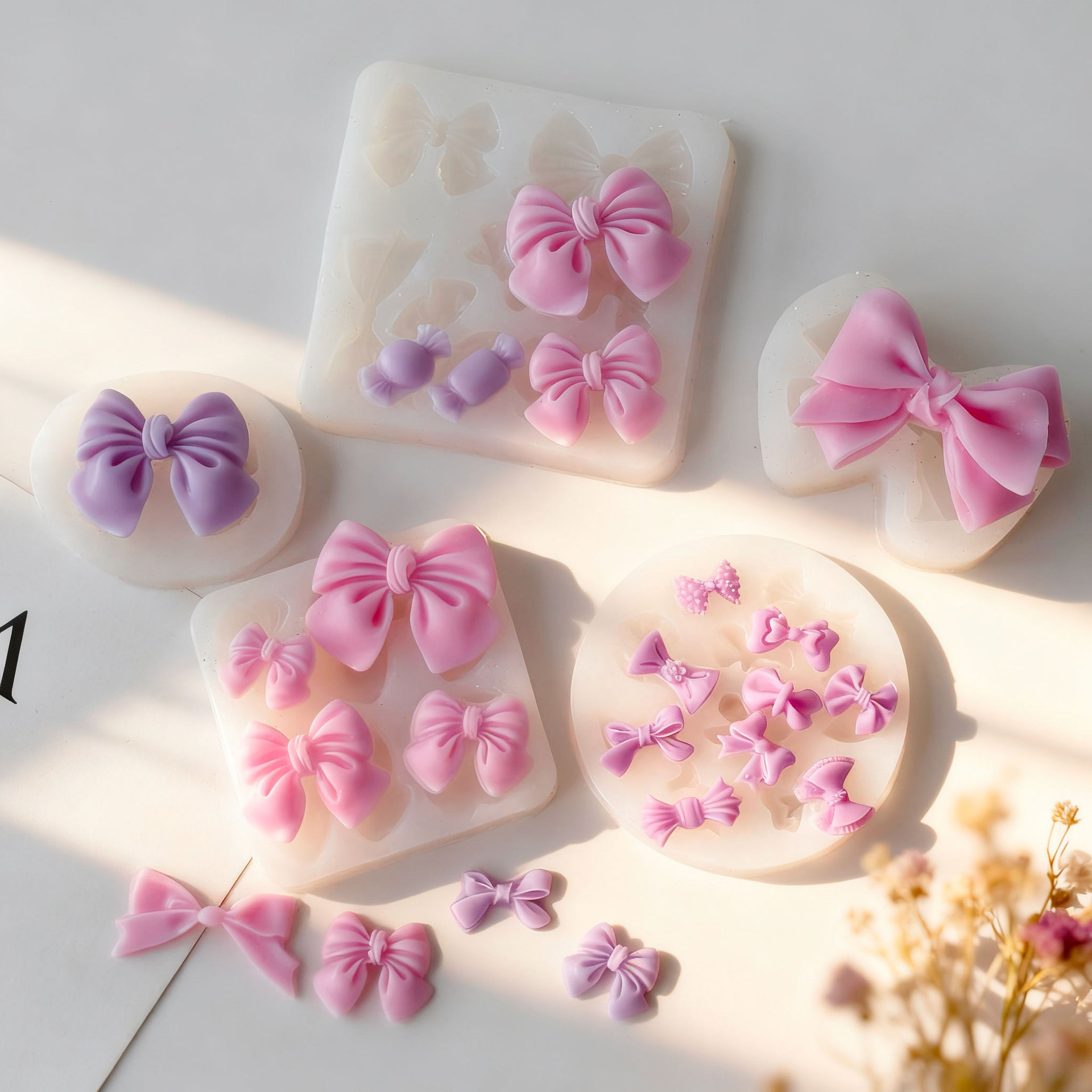 Jiahuimei Bowknot Crystal Resin Ornament Silicone Mold DIY Butterfly Scented Candle Handmade Soap Mold