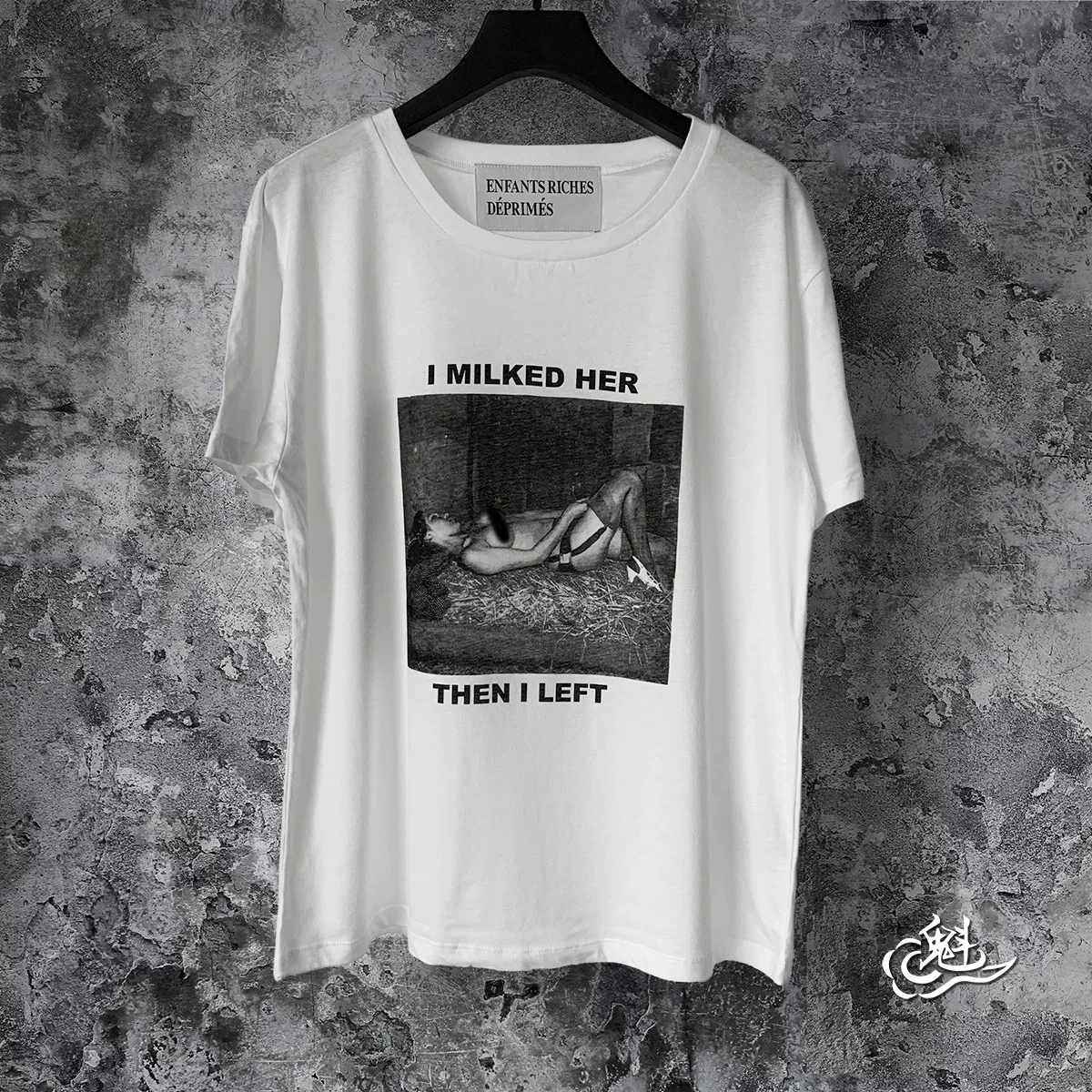 ERD I MILKED HER Big Collar Thin Soft Cotton Big Collar Punk Independent Silk Screen T-shirt Short Sleeve