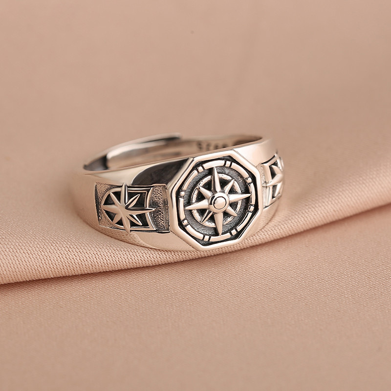 New Poseidon Star Ring Women's Cyberpunk Men's and Women's Trendy Retro Design Sense Aggressive Vibrant Average Size Food Ring