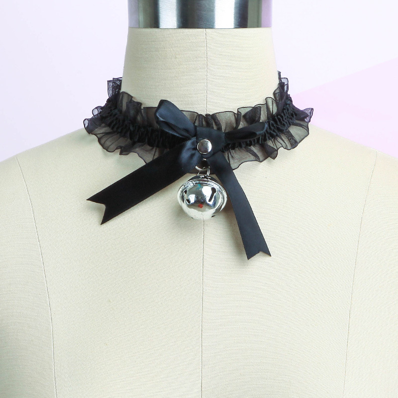 Factory wholesale European and American style accessories cute soft girl lace bell Harajuku bow neck collar PJ0332