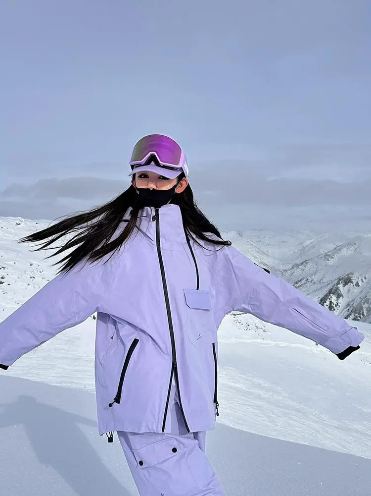 Ren Jingchuan 3L Angel Blue Ski Suit Men's and Women's Waterproof Veneer Double Board Keep Warm New Thickened Outdoor