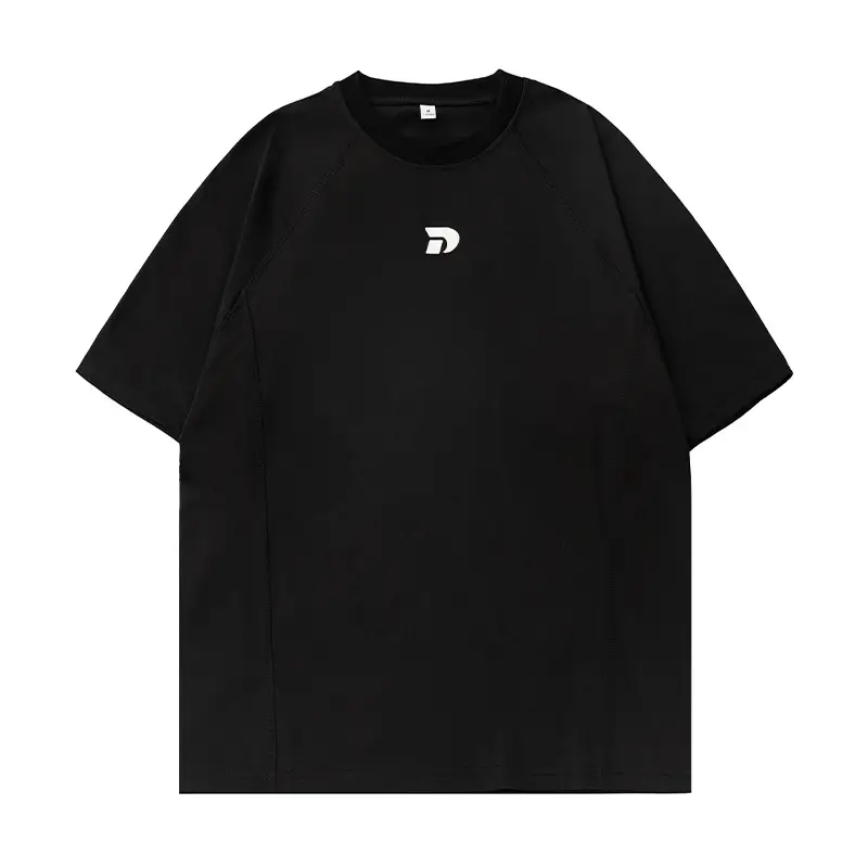 Stitching Split Top Line Design Short-sleeved T-shirt Men's Summer Trendy Brand Texturous Printed Outdoor Sports Loose T-shirt