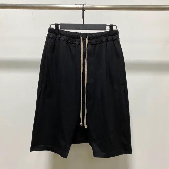 Summer dark style, thin sub line, elastic band, drawstring, simple pure cotton low crotch harem pants, men's casual pants, mid pants