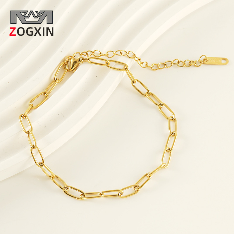 European and American Cross-border Titanium Steel Minimalist Pclip Chain Ins Style Foot Ornaments Internet Celebrity Same Style No Fading Fashion Anchor for Women