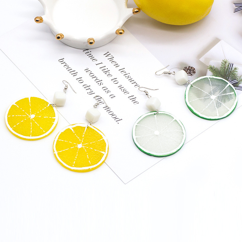 Japan and South Korea Harajuku fruit Orange Lemon pendant earrings women's sweet temperament Net red earrings ear jewelry manufacturers wholesale